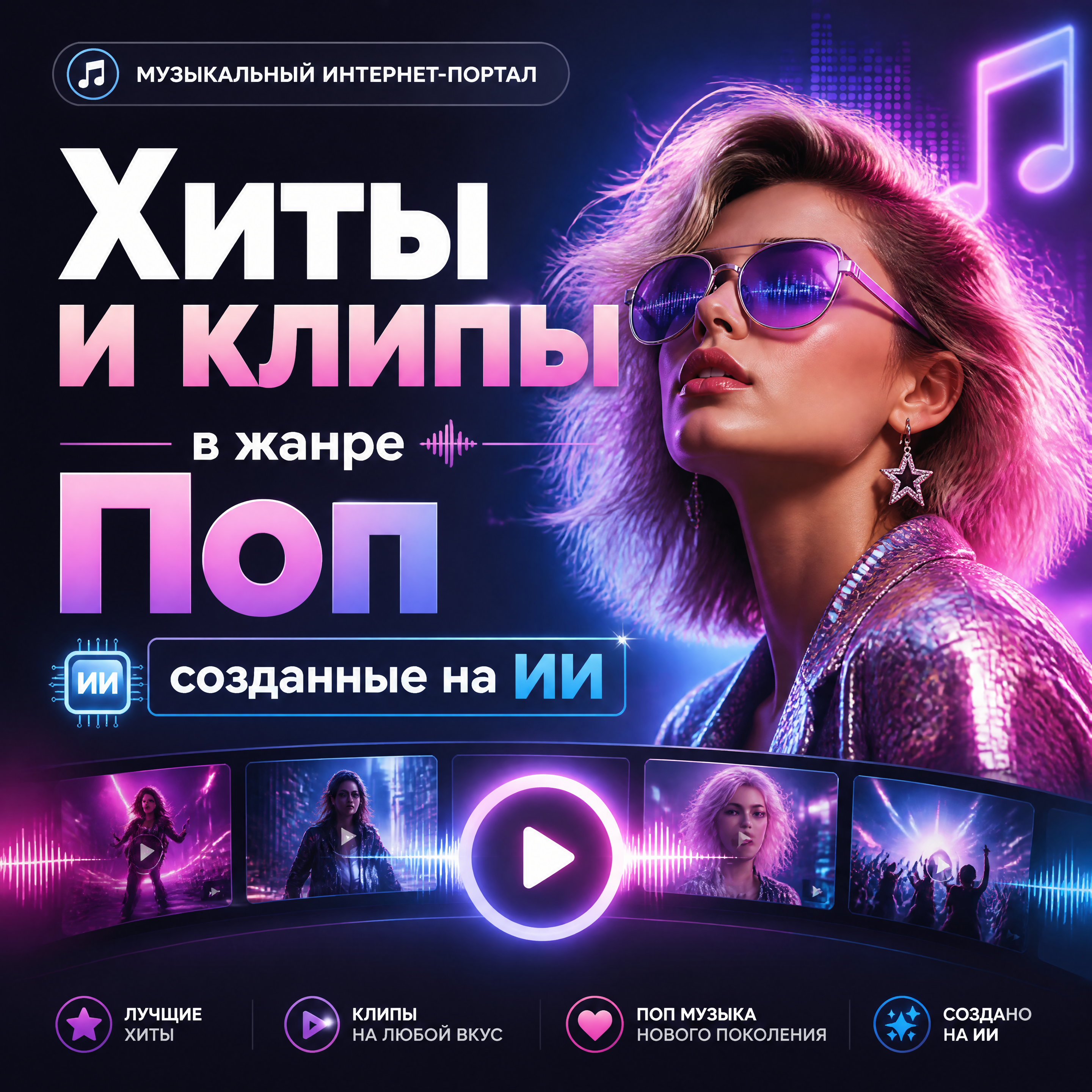 Поп: хиты и клипы, созданные ИИ — слушать и смотреть онлайн